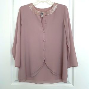 Patra 2-piece dress in dusky mauve with beaded collar